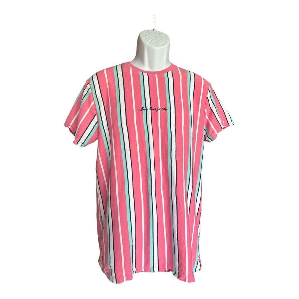 Mens San Francisco Work Shirts Love Everybody Striped Script Tee Shirt - Sz L